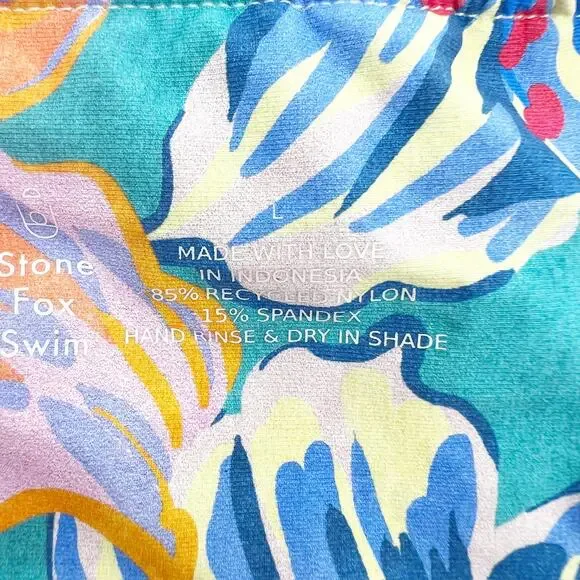 NWT Revolve x Stone Fox Swim Blue Floral River Tie Side Bikini Bottom Swim L - Picture 4 of 4